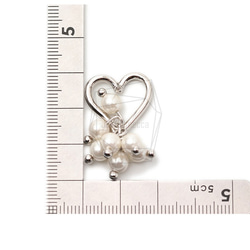 ERG-1737-R【2個入り】ハートパールピアス,Heart Pearl Earring Post 5枚目の画像