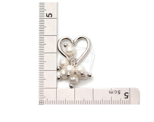 ERG-1737-R【2個入り】ハートパールピアス,Heart Pearl Earring Post 5枚目の画像