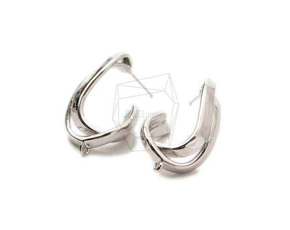 ERG-1739-R [2 件] Hammered L 形耳環，Hammered L 形耳釘 第2張的照片