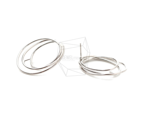 ERG-1740-R [2 件] 三重圓柱耳環，三重圓柱耳環 第3張的照片