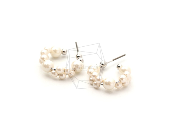 ERG-1747-R【2個入り】パールCシェイプピアス,Pearl C shape Post  Earring 2枚目の画像