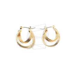 ERG-1748-G【2個入り】ダブルラウンド ピアス,Double Round  Post Earring 1枚目の画像