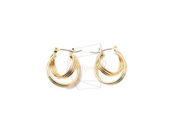 ERG-1748-G【2個入り】ダブルラウンド ピアス,Double Round  Post Earring 1枚目の画像