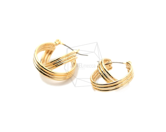 ERG-1748-G【2個入り】ダブルラウンド ピアス,Double Round  Post Earring 2枚目の画像