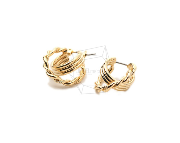 ERG-1750-G【2個入り】ダブルラウンド ピアス,Double Round  Post Earring 2枚目の画像