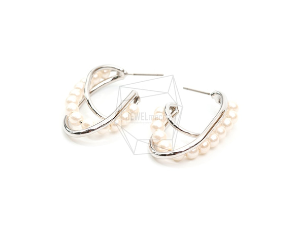 ERG-1808-R【2個入り】パールCシェイプピアス,Pearl C shape Post  Earring 2枚目の画像