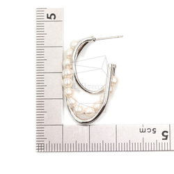 ERG-1808-R [2件]珍珠C形耳釘，珍珠C形耳釘 第5張的照片