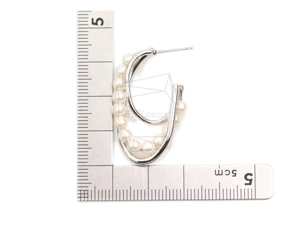 ERG-1808-R [2件]珍珠C形耳釘，珍珠C形耳釘 第5張的照片