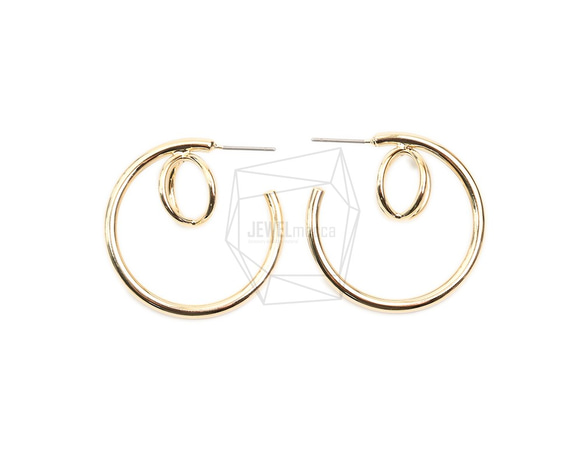 ERG-1811-G [2件] 3D圓形耳環、3D圓形耳釘 第1張的照片