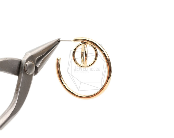 ERG-1811-G [2件] 3D圓形耳環、3D圓形耳釘 第4張的照片