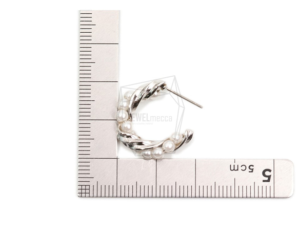 ERG-1818-R [2件]珍珠C形耳釘，珍珠C形耳釘 第5張的照片