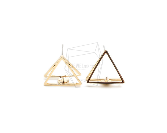 ERG-1843-G [2件]雙三角耳環，兩層三角柱 第1張的照片