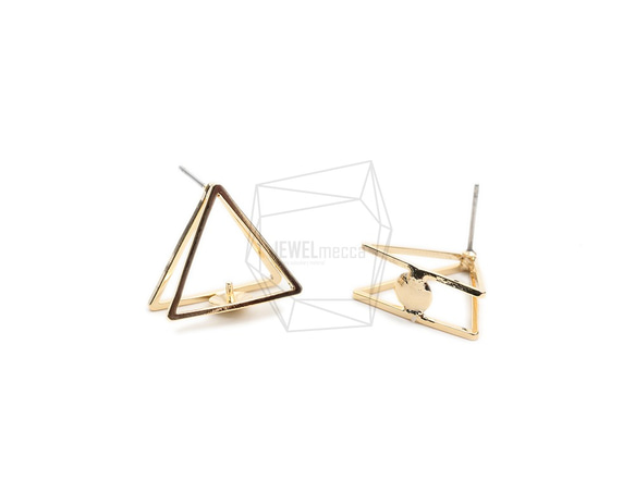 ERG-1843-G [2件]雙三角耳環，兩層三角柱 第2張的照片