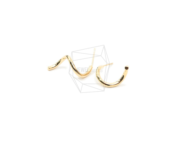 ERG-1853-G [2pieces] Wire Wave Earrings, Wire Wave Post Earrings 第2張的照片