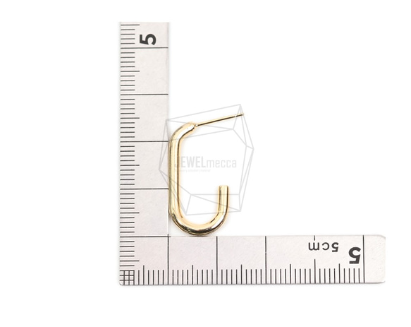 ERG-1856-G [2 件] 圓形耳環，圓形耳桿 / 12mm x 24mm 第5張的照片