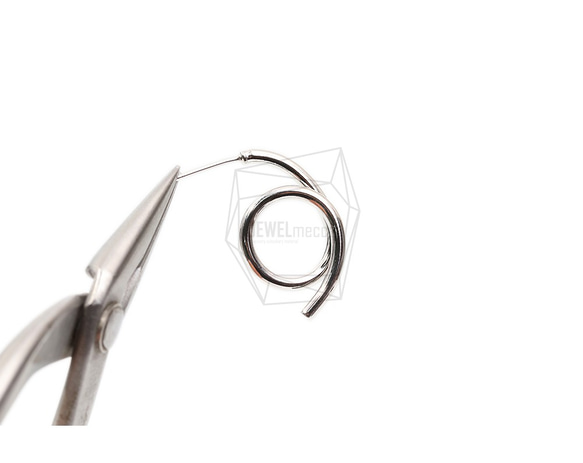 ERG-1859-R [2 件] 圓形耳環，圓形耳桿 / 14mm x 24mm 第4張的照片