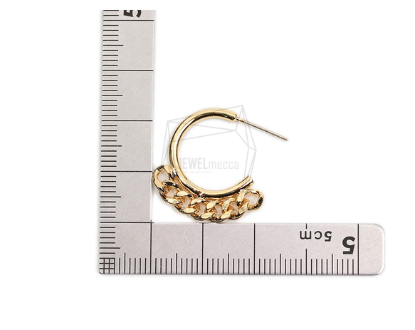 ERG-1915-G [2 件] 圓形鍊式耳環，圓形鍊式耳釘 第5張的照片