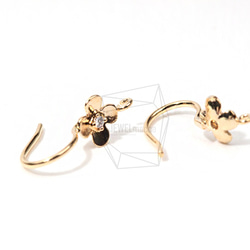 ERG-001-G【4個入り】フックピアスCZ Flower Earwires-French Hook Earrings 3枚目の画像
