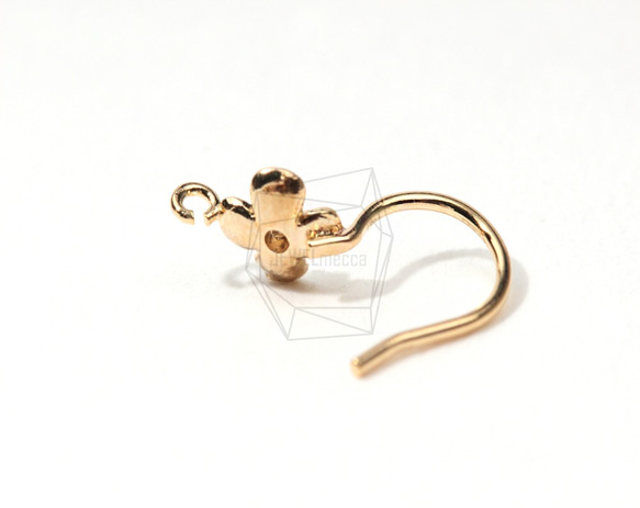 ERG-001-G【4個入り】フックピアスCZ Flower Earwires-French Hook Earrings 4枚目の画像