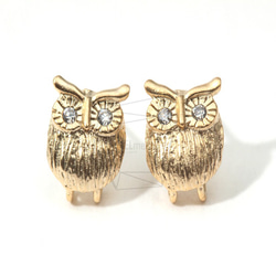 ERG-014-MG【4個入り】フクロウスタッドピアス,CZ Small Owl Stud Earring Supply 1枚目の画像