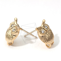 ERG-014-MG【4個入り】フクロウスタッドピアス,CZ Small Owl Stud Earring Supply 2枚目の画像