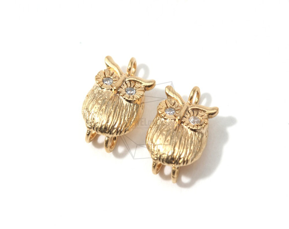 PDT-050-MG【4個入り】フクロウチャーム,Cubic Eye Owl Charm 1枚目の画像