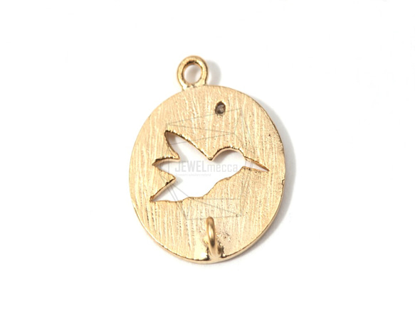 PDT-064-MG【4個入り】バードラウンドペンダント,Plated Bird Round pendant 2枚目の画像