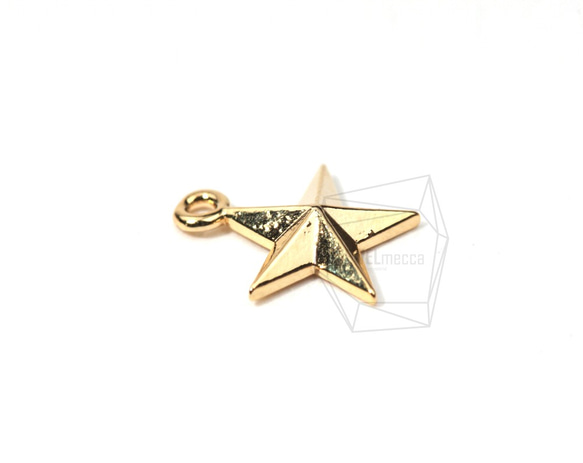 PDT-074-G【4個入り】ミニスターペンダント,Glossy Gold Plated Mini Star 3枚目の画像