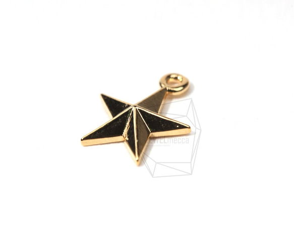 PDT-074-G【4個入り】ミニスターペンダント,Glossy Gold Plated Mini Star 4枚目の画像