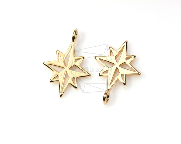 PDT-086-G【4個入り】星,スターチャーム,star/ 12 x 12mm /Pendant 2枚目の画像