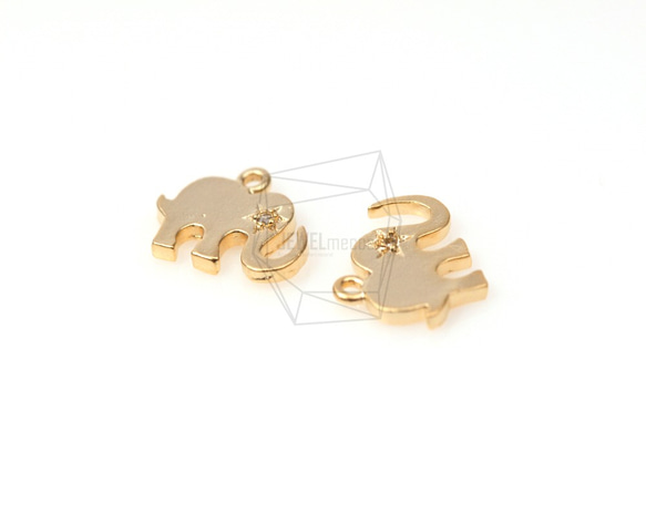 PDT-120-MG【4個入り】CZキュービック象ペンダント,Cz Cubic Elephant Pendant 2枚目の画像