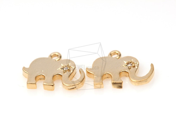 PDT-120-MG【4個入り】CZキュービック象ペンダント,Cz Cubic Elephant Pendant 1枚目の画像