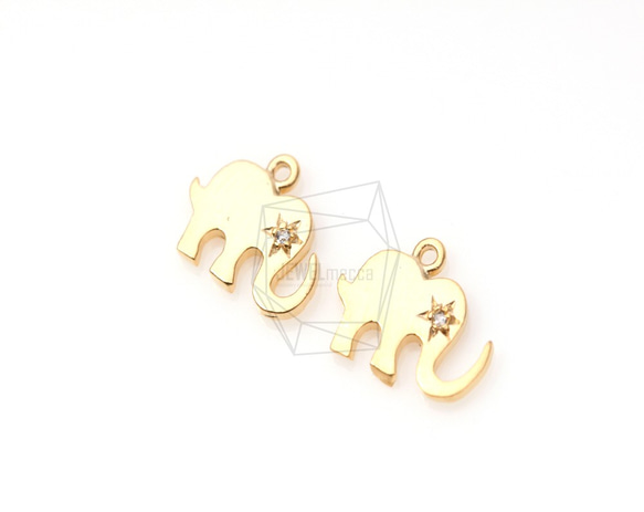 PDT-120-MG【4個入り】CZキュービック象ペンダント,Cz Cubic Elephant Pendant 5枚目の画像