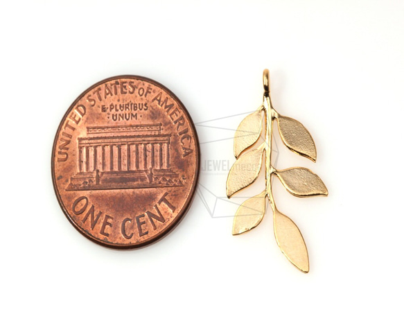 PDT-157-MG【4個入り】羽状の葉のペンダント,Pinnate Leaf Pendant/ 12mm x 23mm 5枚目の画像