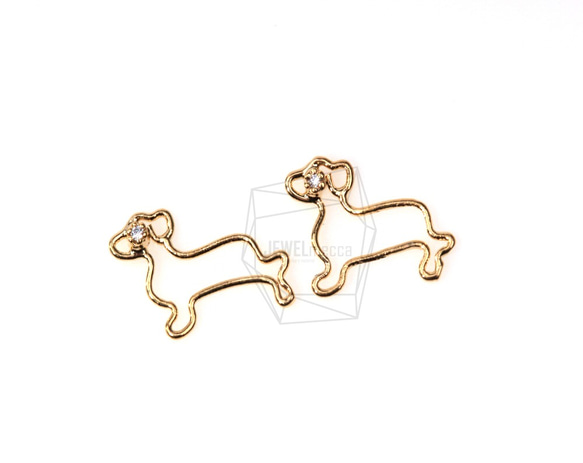 PDT-165-G【4個入り】キュービックジルコニア犬のペンダント,CZ mini dog Pendant 1枚目の画像