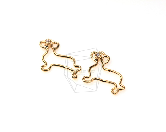 PDT-165-G【4個入り】キュービックジルコニア犬のペンダント,CZ mini dog Pendant 2枚目の画像