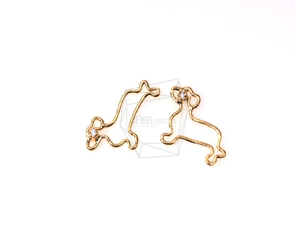 PDT-165-G【4個入り】キュービックジルコニア犬のペンダント,CZ mini dog Pendant 4枚目の画像