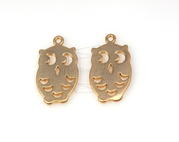 PDT-201-MG【4個入り】フクロウペンダント,Owl Pendant/ 10mm x 15mm 4枚目の画像