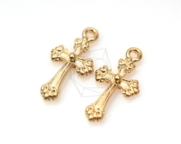 PDT-242-MG【4個入り】クロスペンダント/Cross Pendant/ 10mm x 18mm 1枚目の画像