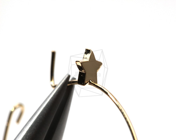 ERG-044-G [4件]星形刺耳式鉤，石頭鑲嵌圈耳線/ 30mm 第3張的照片