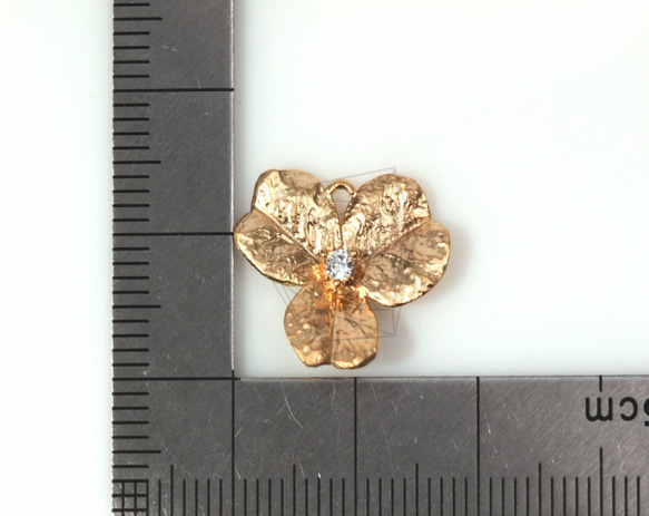 PDT-383-MG【4個入り】キュービックジルコニアフラワーペンダント,CZ flower Pendant 5枚目の画像