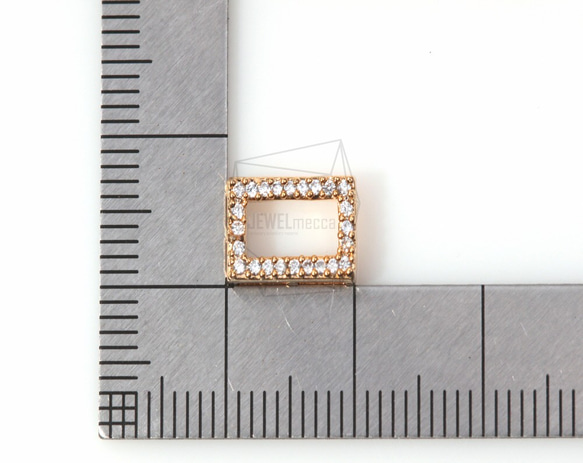 PDT-399-G【2個入り】キュービックジルコニア四角形ペンダント,CZ Rectangle Pendant 5枚目の画像