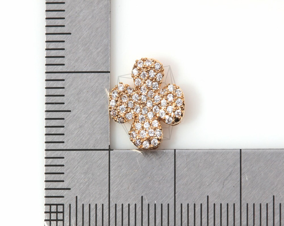 PDT-402-G【2個入り】キュービックジルコニアフラワーペンダント,CZ flower Pendant 5枚目の画像