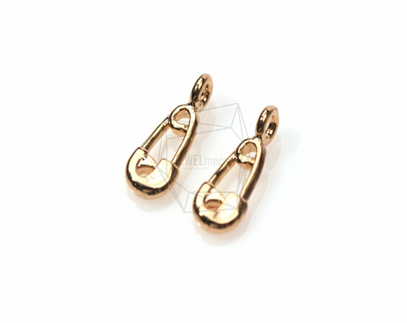 PDT-406-G【4個入り】安全ピンペンダント,Safety Pin pendant/ 3.5mm x 9.5mm 1枚目の画像