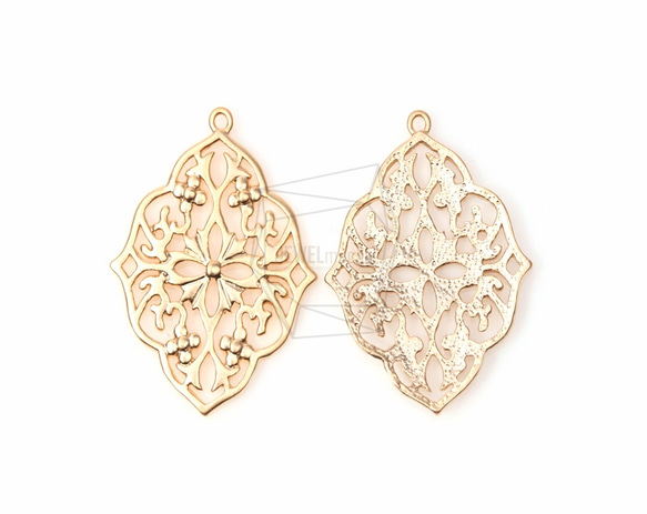 PDT-465-MG【2個入り】ペイズリーペンダント,Paisley Pendant/ 27mm x 31mm 3枚目の画像