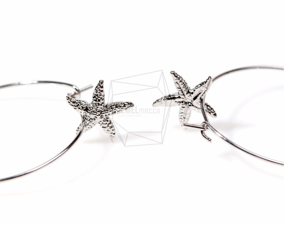 ERG-093-R【2個入り】ヒトデピアスフック,starfish Hoop Ear Wire /30mm 2枚目の画像