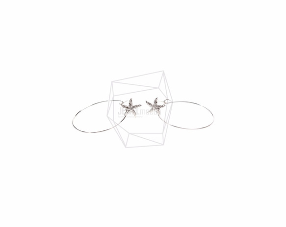 ERG-093-R【2個入り】ヒトデピアスフック,starfish Hoop Ear Wire /30mm 4枚目の画像
