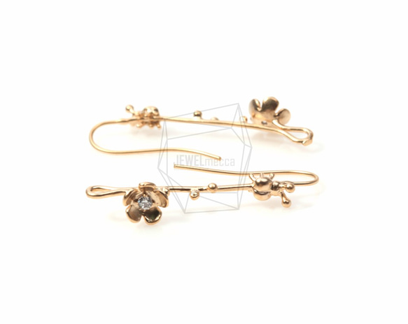 ERG-107-MG【2個入り】キュービックジルコニアフラワーピアス,CZ flower Hook Earrings 2枚目の画像