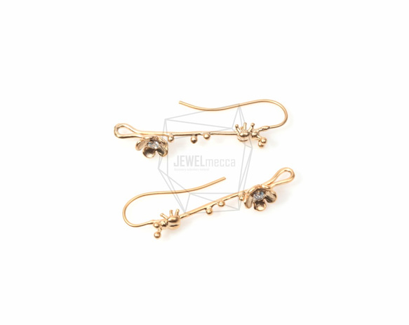 ERG-107-MG【2個入り】キュービックジルコニアフラワーピアス,CZ flower Hook Earrings 3枚目の画像