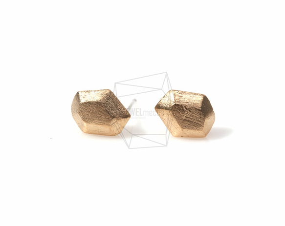 ERG-114-MG【2個入り】3Dヘキサゴンピアス,3D hexagon Ear post/ 8mm x 8mm 1枚目の画像